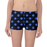 Polka Dots - Royal Blue on Black Reversible Boyleg Bikini Bottoms
