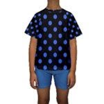 Polka Dots - Royal Blue on Black Kid s Short Sleeve Swimwear