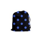 Polka Dots - Royal Blue on Black Drawstring Pouch (S)