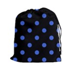Polka Dots - Royal Blue on Black Drawstring Pouch (XXl)