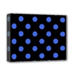 Polka Dots - Royal Blue on Black Deluxe Canvas 14  x 11  (Stretched)