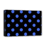 Polka Dots - Royal Blue on Black Deluxe Canvas 18  x 12  (Stretched)