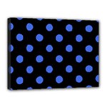 Polka Dots - Royal Blue on Black Canvas 16  x 12  (Stretched)