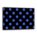 Polka Dots - Royal Blue on Black Canvas 18  x 12  (Stretched)