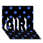 Polka Dots - Royal Blue on Black GIRL 3D Greeting Card (7x5)