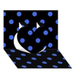 Polka Dots - Royal Blue on Black Heart 3D Greeting Card (7x5)
