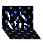 Polka Dots - Royal Blue on Black LOVE 3D Greeting Card (7x5)