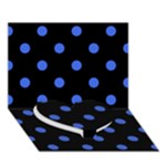Polka Dots - Royal Blue on Black Heart Bottom 3D Greeting Card (7x5)