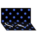 Polka Dots - Royal Blue on Black Twin Heart Bottom 3D Greeting Card (8x4)