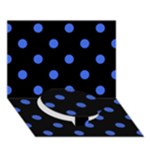 Polka Dots - Royal Blue on Black Circle Bottom 3D Greeting Card (7x5)