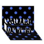 Polka Dots - Royal Blue on Black YOU ARE INVITED 3D Greeting Card (7x5)