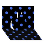 Polka Dots - Royal Blue on Black Apple 3D Greeting Card (7x5)