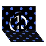 Polka Dots - Royal Blue on Black Peace Sign 3D Greeting Card (7x5)