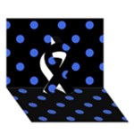 Polka Dots - Royal Blue on Black Ribbon 3D Greeting Card (7x5)