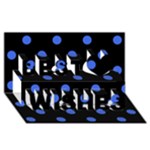 Polka Dots - Royal Blue on Black Best Wish 3D Greeting Card (8x4)
