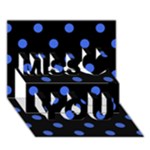Polka Dots - Royal Blue on Black Miss You 3D Greeting Card (7x5)
