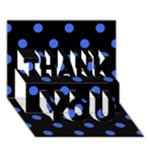 Polka Dots - Royal Blue on Black THANK YOU 3D Greeting Card (7x5)