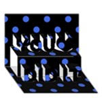 Polka Dots - Royal Blue on Black You Did It 3D Greeting Card (7x5)