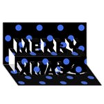 Polka Dots - Royal Blue on Black Merry Xmas 3D Greeting Card (8x4)