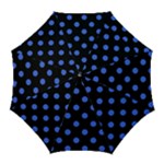 Polka Dots - Royal Blue on Black Golf Umbrella