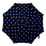 Polka Dots - Royal Blue on Black Hook Handle Umbrella (Medium)