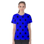 Polka Dots - Black on Blue Women s Cotton Tee