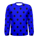Polka Dots - Black on Blue Men s Long Sleeve T-shirt
