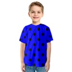 Polka Dots - Black on Blue Kid s Sport Mesh Tee
