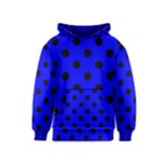 Polka Dots - Black on Blue Kid s Pullover Hoodie