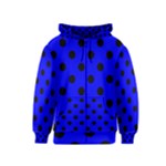 Polka Dots - Black on Blue Kid s Zipper Hoodie