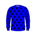Polka Dots - Black on Blue Kid s Sweatshirt