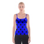 Polka Dots - Black on Blue Spaghetti Strap Top