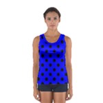 Polka Dots - Black on Blue Women s Sport Tank Top