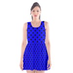 Polka Dots - Black on Blue Scoop Neck Skater Dress