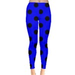 Polka Dots - Black on Blue Women s Leggings