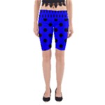 Polka Dots - Black on Blue Yoga Cropped Leggings
