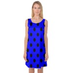 Polka Dots - Black on Blue Sleeveless Satin Nightdress