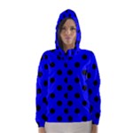 Polka Dots - Black on Blue Hooded Wind Breaker (Women)