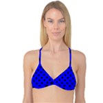 Polka Dots - Black on Blue Reversible Tri Bikini Top