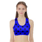 Polka Dots - Black on Blue Women s Sports Bra with Border