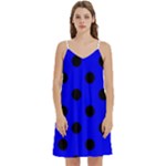 Polka Dots - Black on Blue Women s Reversible Sports Bra with Border