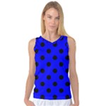 Polka Dots - Black on Blue Women s Basketball Tank Top