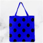 Polka Dots - Black on Blue Grocery Tote Bag