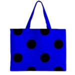 Polka Dots - Black on Blue Zipper Mini Tote Bag