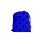 Polka Dots - Black on Blue Drawstring Pouch (S)