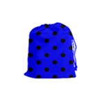 Polka Dots - Black on Blue Drawstring Pouch (M)