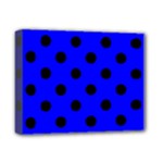 Polka Dots - Black on Blue Deluxe Canvas 14  x 11  (Stretched)