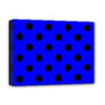 Polka Dots - Black on Blue Deluxe Canvas 16  x 12  (Stretched)