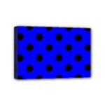 Polka Dots - Black on Blue Mini Canvas 6  x 4  (Stretched)