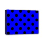 Polka Dots - Black on Blue Mini Canvas 7  x 5  (Stretched)